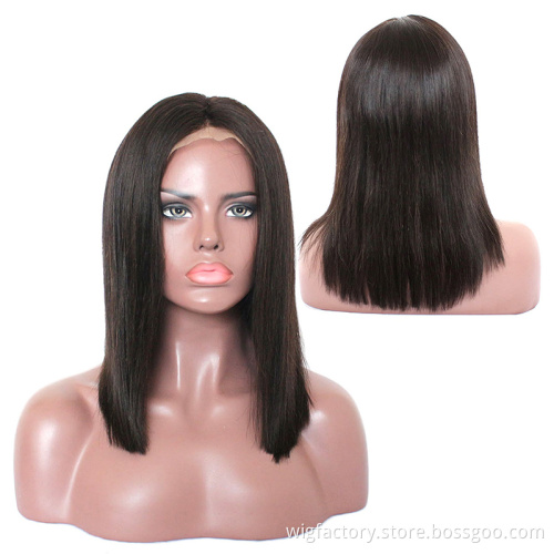 wholesale virgin hair vendors 4x4 bob wig, straight 150% density human hair lace wigs bob